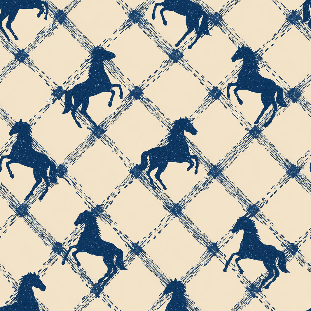 Equestrian Wallpaper Horse Silhouettes Removable Geometric Lattice Wall Double Roll pattern artwork