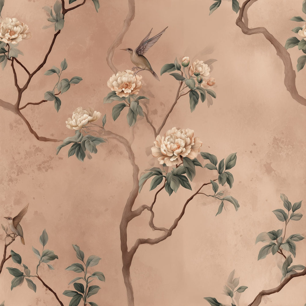 Watercolor Texture Wallpaper Pastel Floral Removable Bird Branch Wall Double Roll pattern artwork