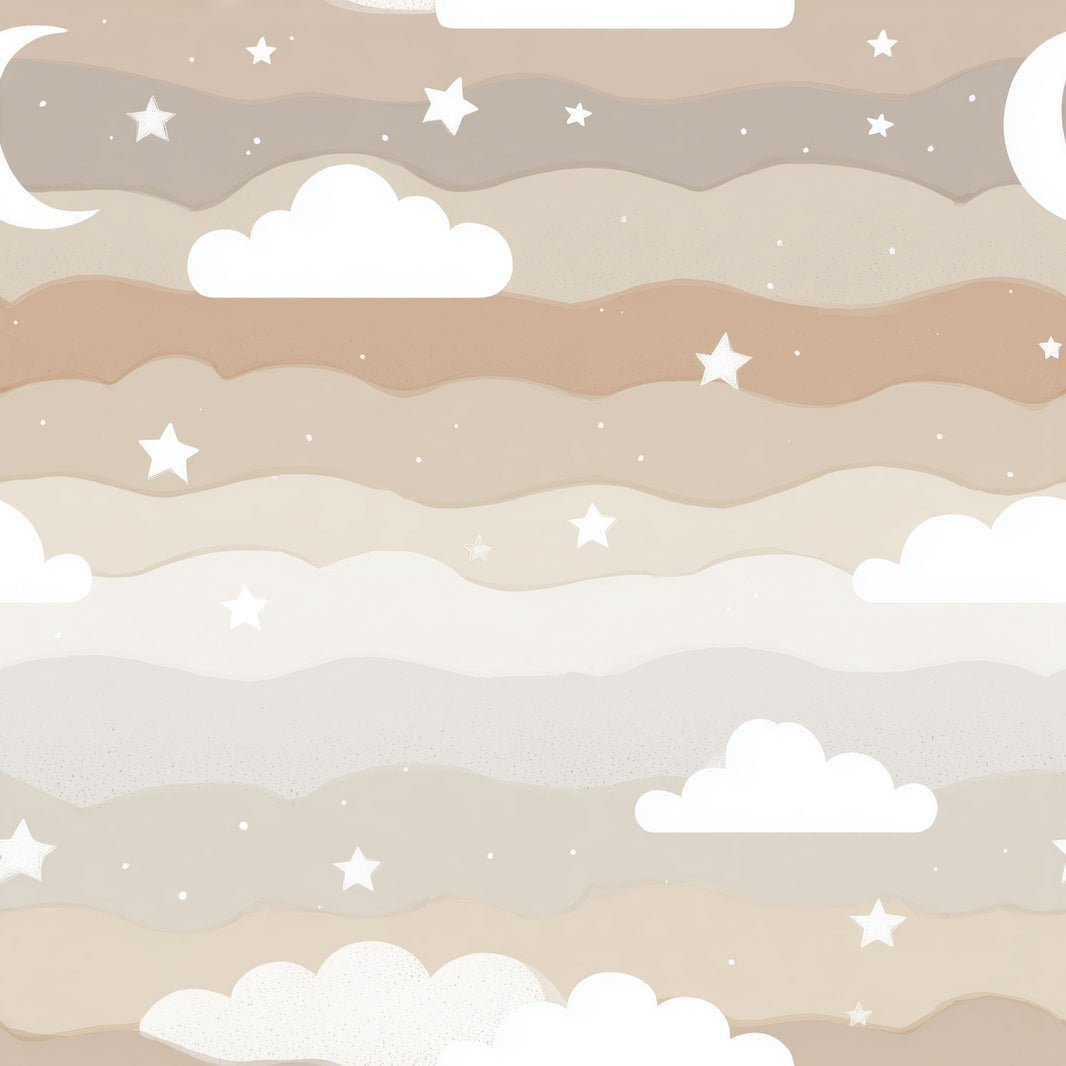Neutral Sky Wallpaper Clouds Removable Stars Wall Double Roll pattern artwork