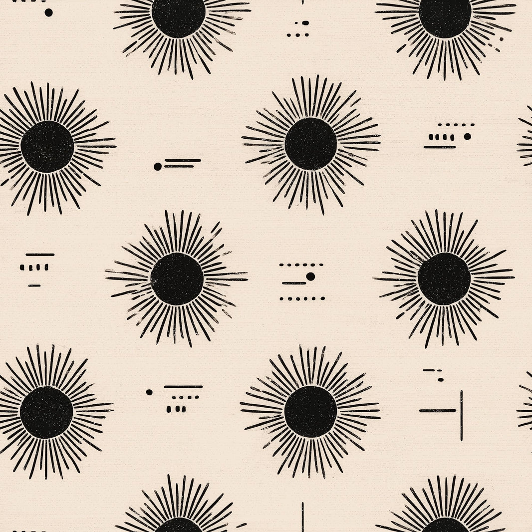 Sunburst Wallpaper Abstract Geometric Removable Black Ink Wall Double Roll pattern artwork