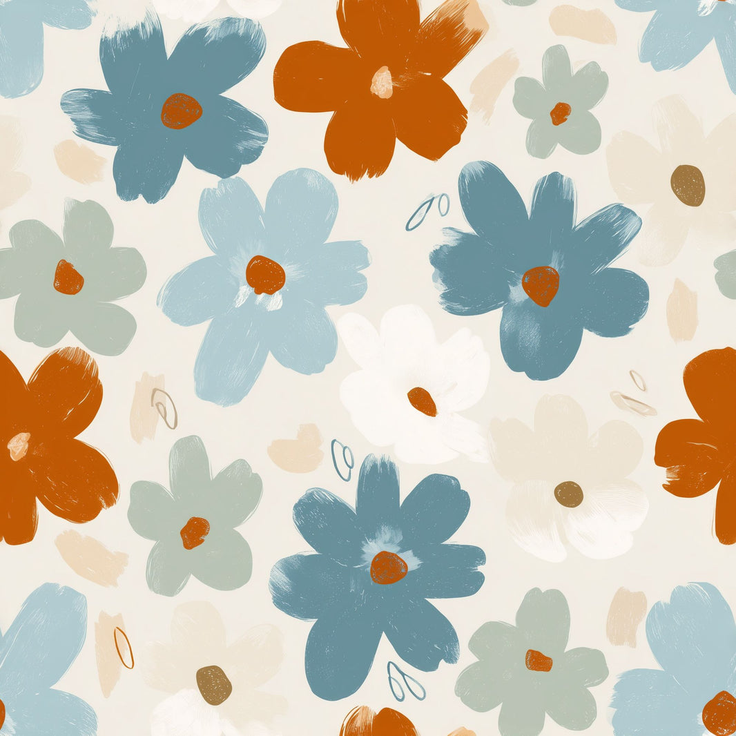 Oversized Daisies Wallpaper Abstract Botanical Painterly Brushstroke Decorative Mural pattern artwork