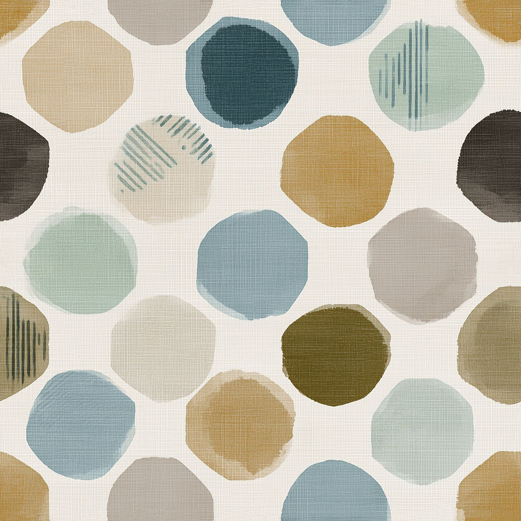 Abstract Polka Dots Wallpaper Hand Painted Circles Removable Muted Earth Tones Wall Double Roll pattern artwork