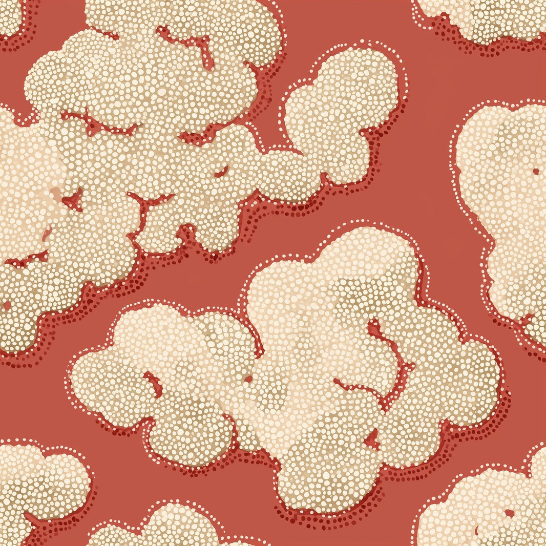 Organic Blobs Wallpaper Terracotta Red Dotted Texture Decorative Mural pattern artwork
