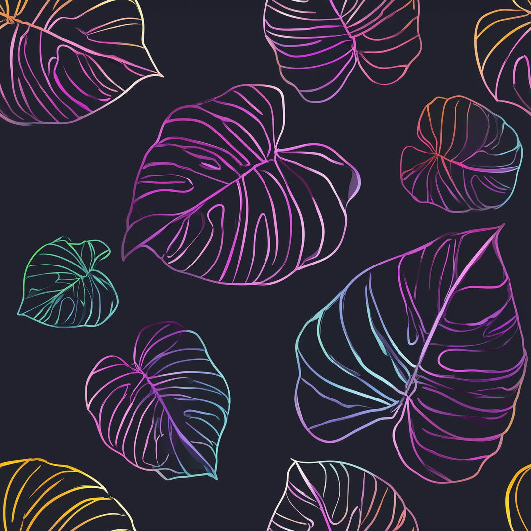 Tropical Leaves Wallpaper Monstera Removable Neon Wall Double Roll pattern artwork
