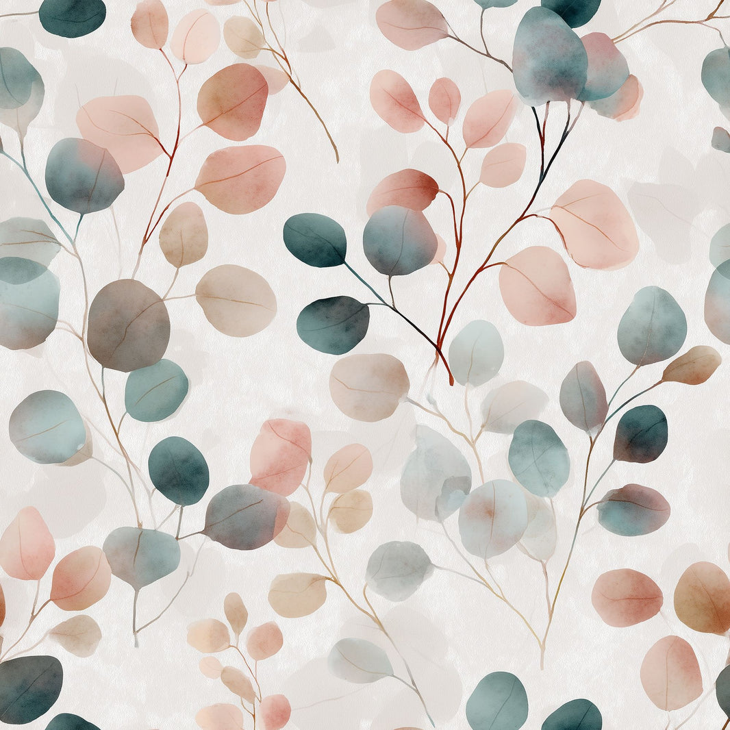 Watercolor Botanical Wallpaper Eucalyptus Leaves Removable Soft Pastel Wall Double Roll pattern artwork