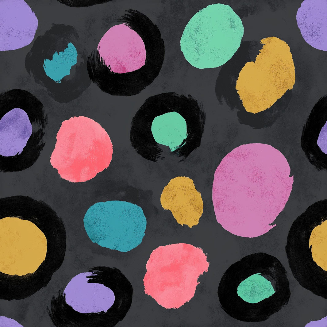 Dark Abstract Wallpaper Charcoal Background Colorful Blobs Decorative Mural pattern artwork