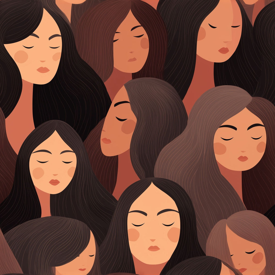 Abstract Portrait Pattern Wallpaper Stylized Women Faces Modern Minimalist Illustration Decorative Mural pattern artwork