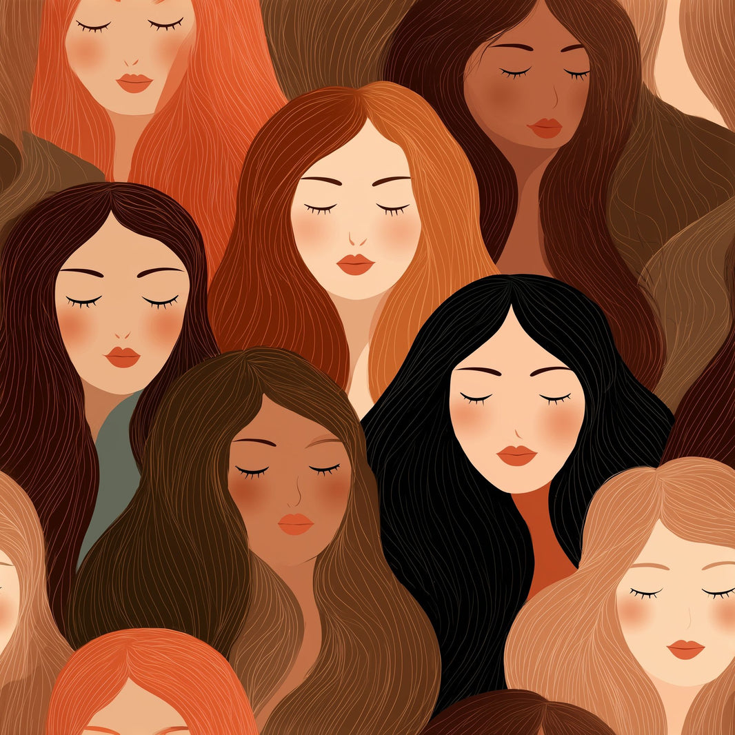 Abstract Portrait Pattern Wallpaper Women Faces Diverse Skin Tones Removable Wall Decor pattern artwork