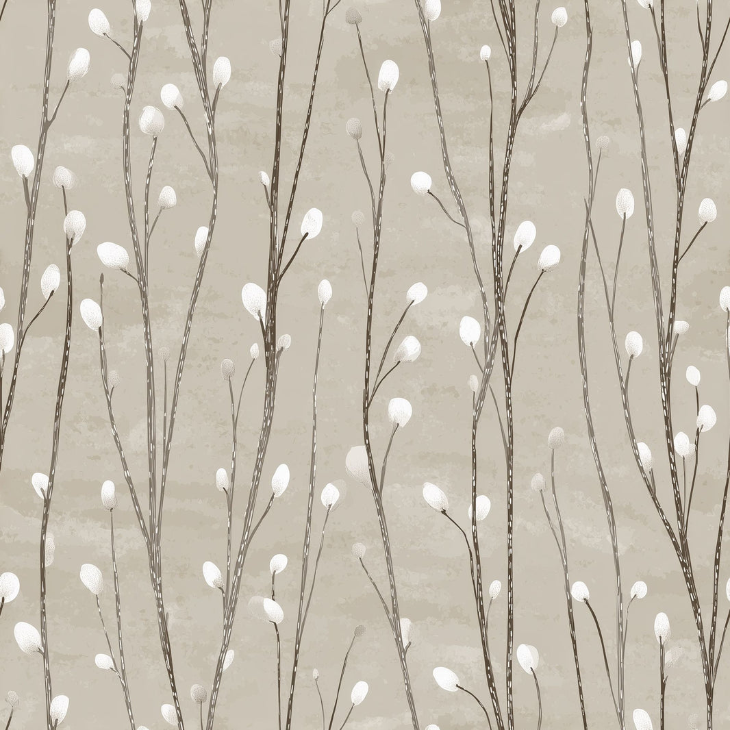 Botanical Wallpaper Minimal Floral Branches Removable Wall Decor pattern artwork