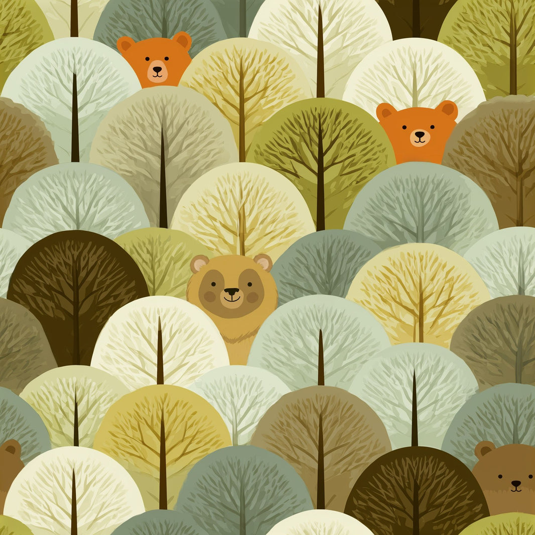 Woodland Wallpaper Forest Removable Trees Wall Double Roll pattern artwork