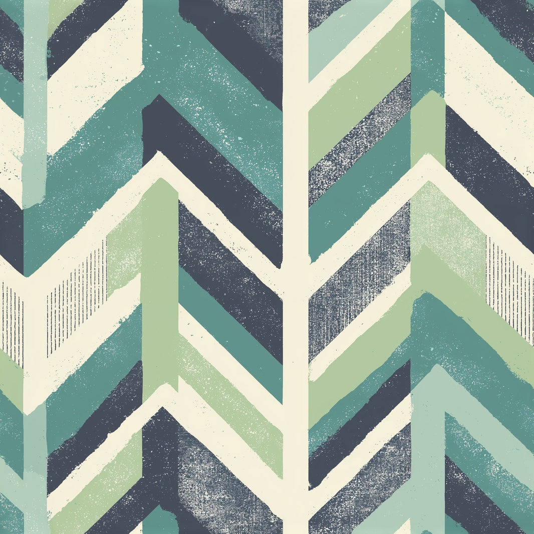 Geometric Chevron Wallpaper Teal Green Stripes Wall Mural pattern artwork