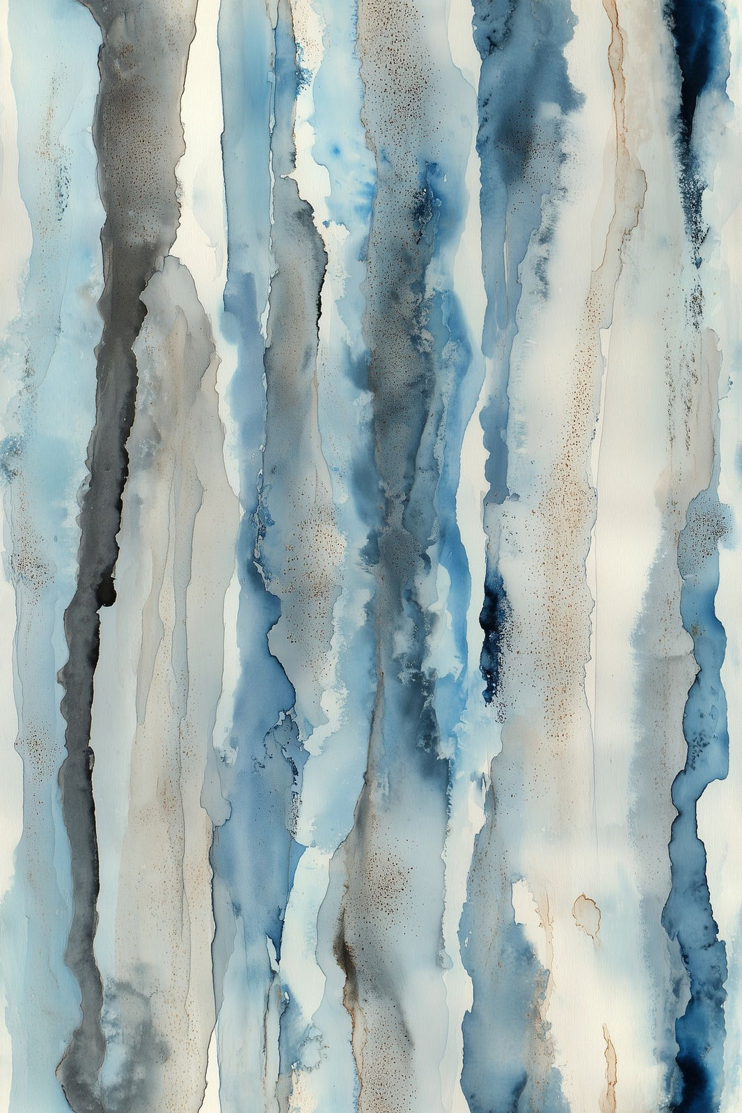 Abstract Watercolor Wallpaper Blue Vertical Stripes Ink Wash Removable Wall Decor pattern artwork