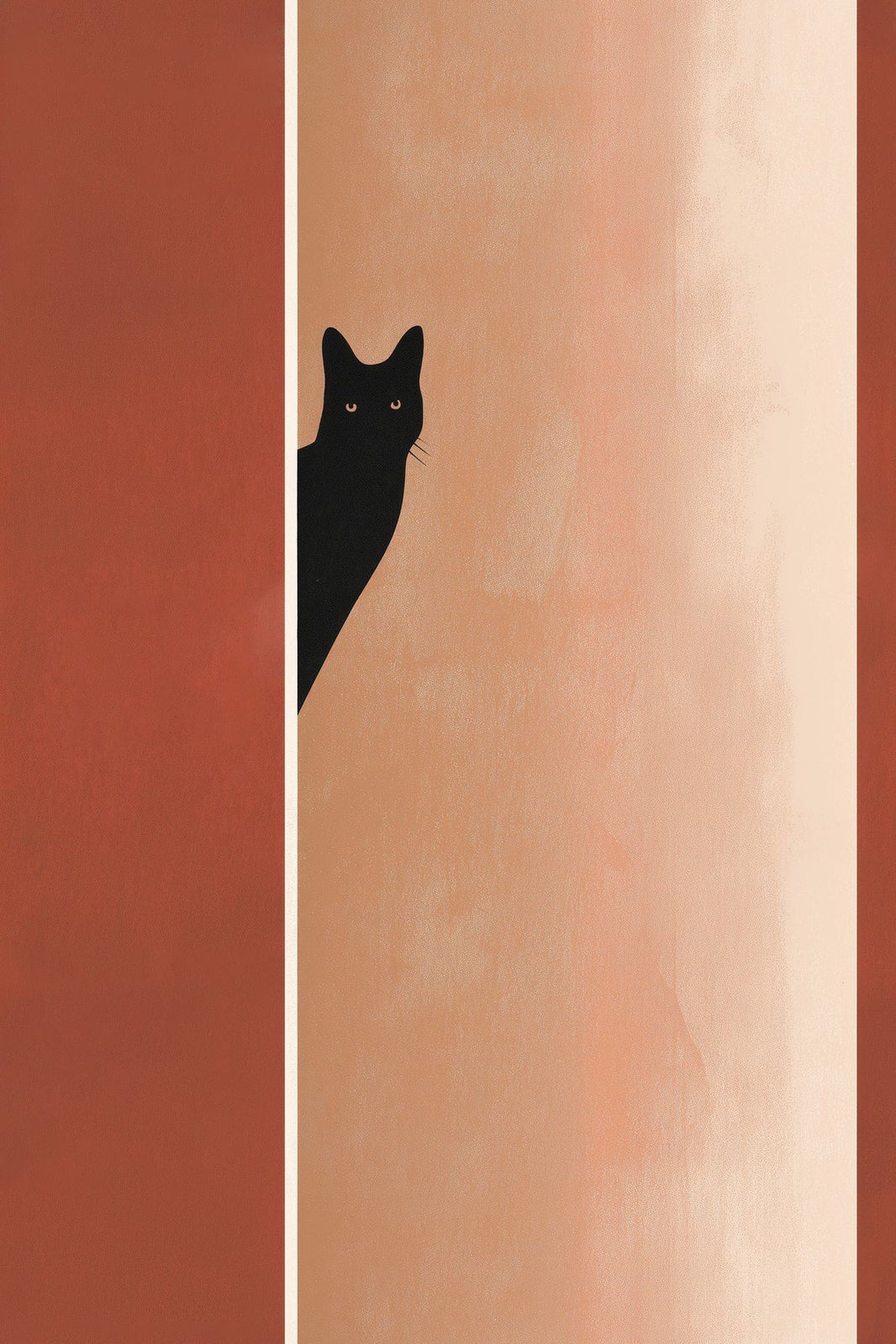 Black Cat Wallpaper Minimalist Terracotta Decorative Mural pattern artwork