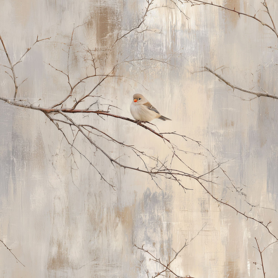 Winter Bird Wallpaper Bare Branches Scandinavian Style Decorative Mural pattern artwork