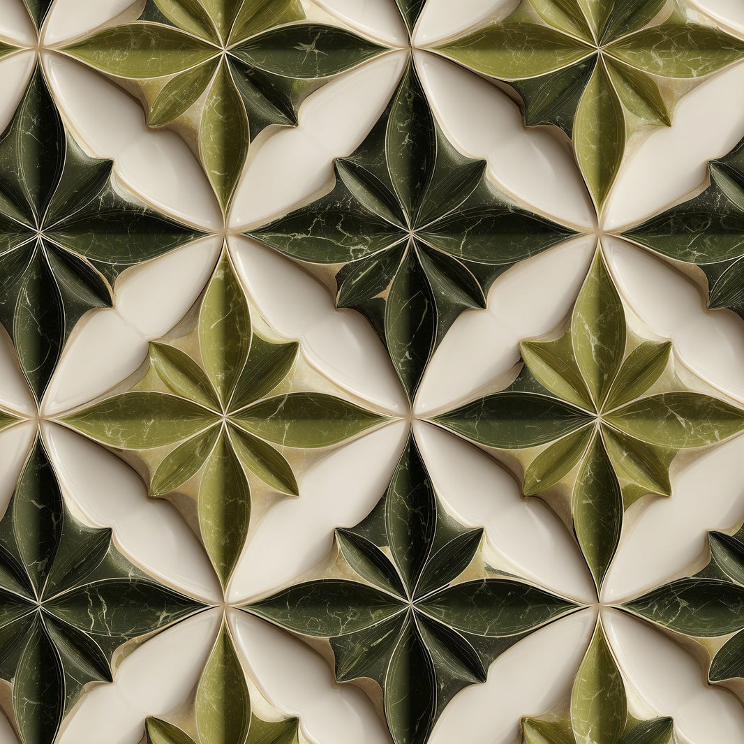 Geometric Trellis Wallpaper 3D Tile Effect Removable Leaf Rosette Wall Double Roll pattern artwork
