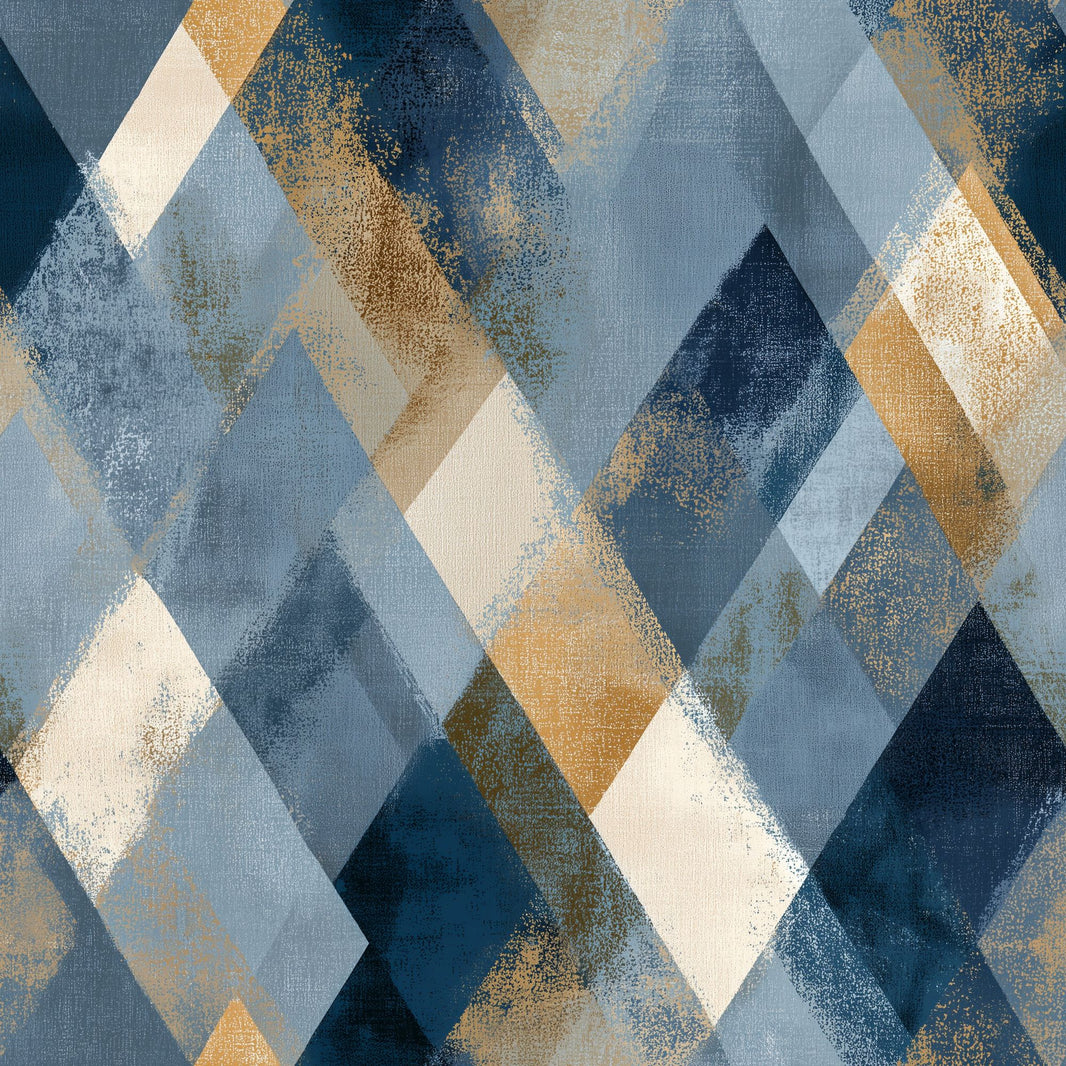 Abstract Geometric Wallpaper Diamond Shapes Navy Blue Removable Wall Decor pattern artwork