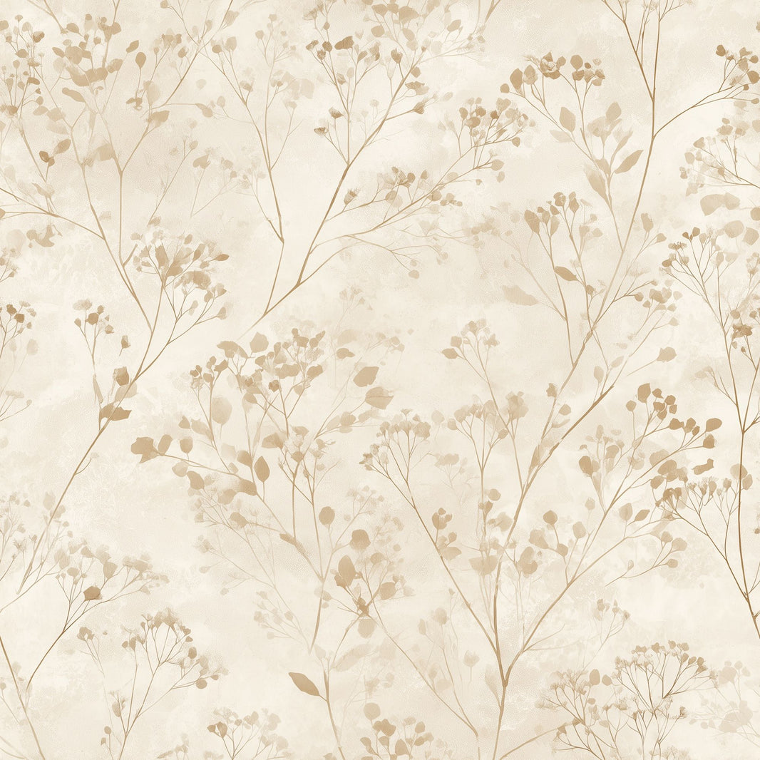 Botanical Wallpaper Floral Branches Beige Monochrome Removable Wall Decor pattern artwork