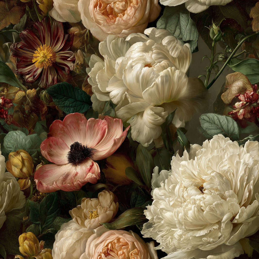 Dark Floral Wallpaper Moody Floral Botanical Removable Wall Decor pattern artwork