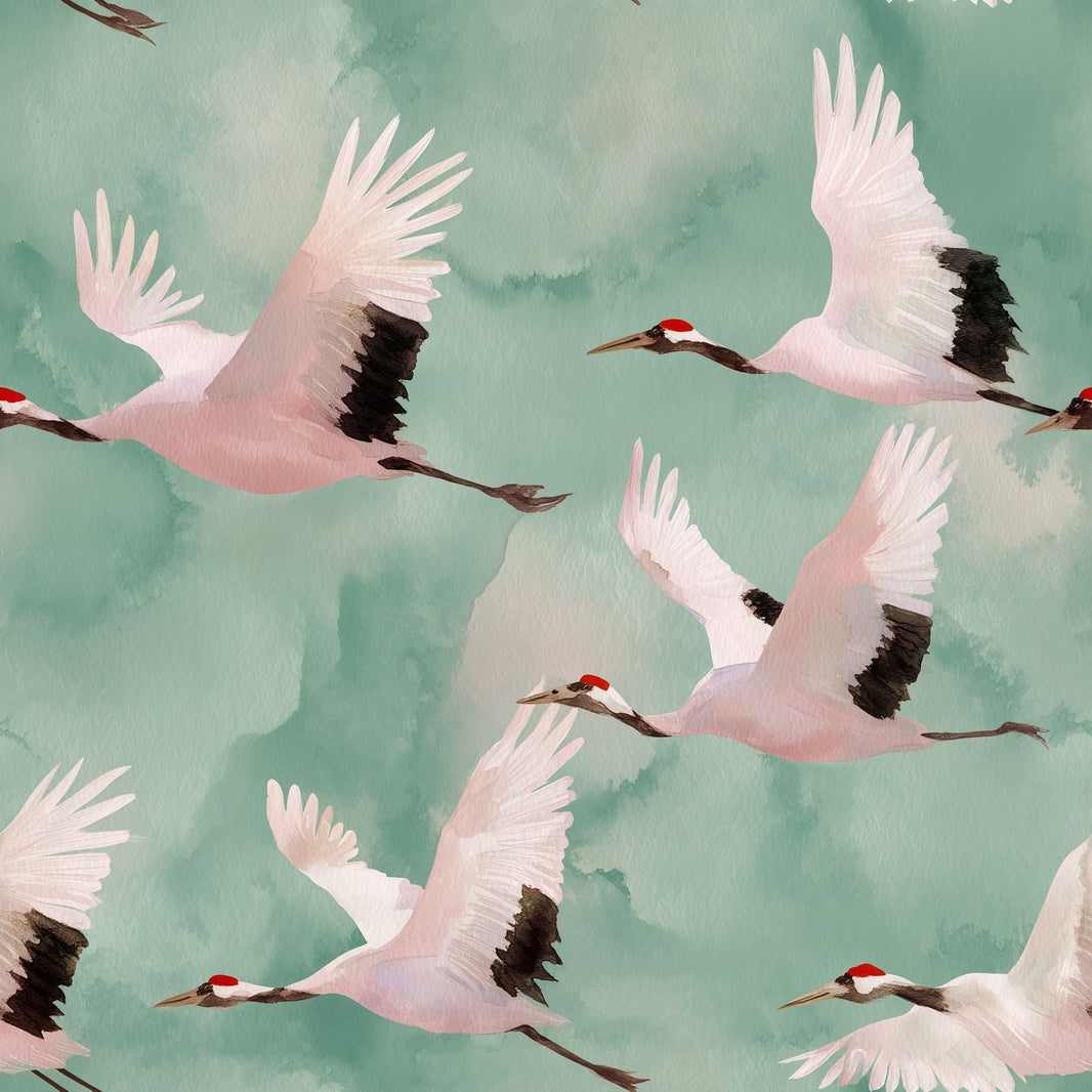 Cloudy Sky Wallpaper Watercolor Bird Decorative Mural pattern artwork