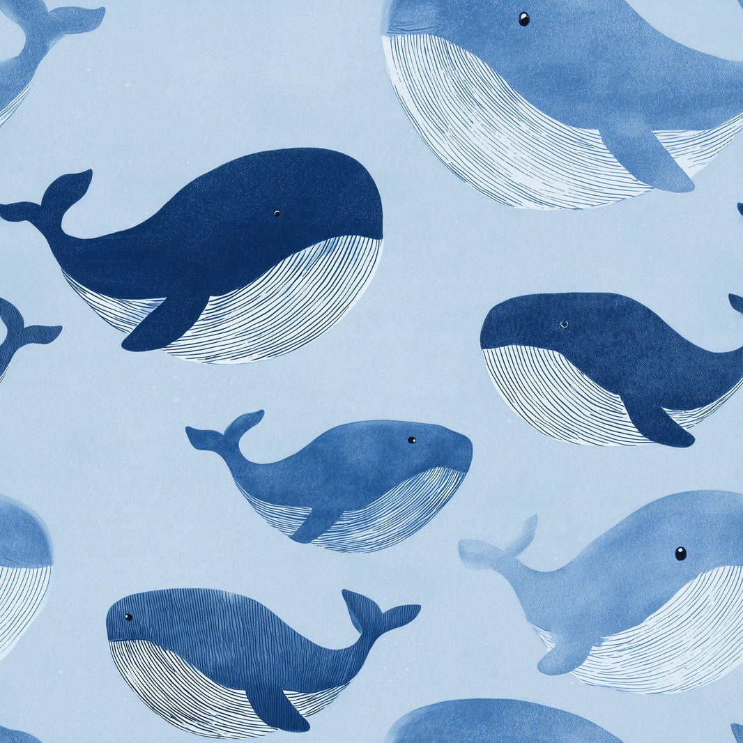 Whales Wallpaper Ocean Removable Coastal Wall Double Roll pattern artwork