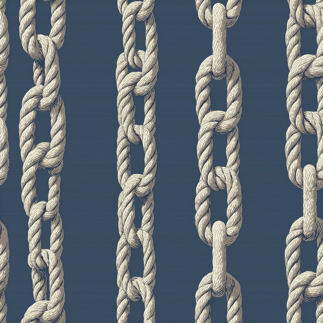 Nautical Rope Wallpaper Dark Navy Background Coastal Maritime Removable Wall Decor pattern artwork
