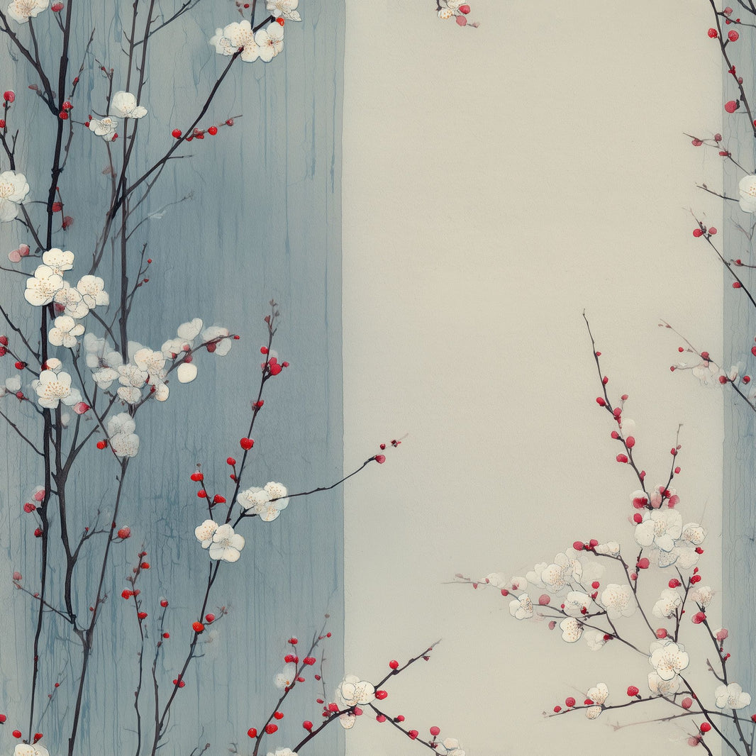 Cherry Blossom Wallpaper Plum Blossom Ink Wash Decorative Mural pattern artwork