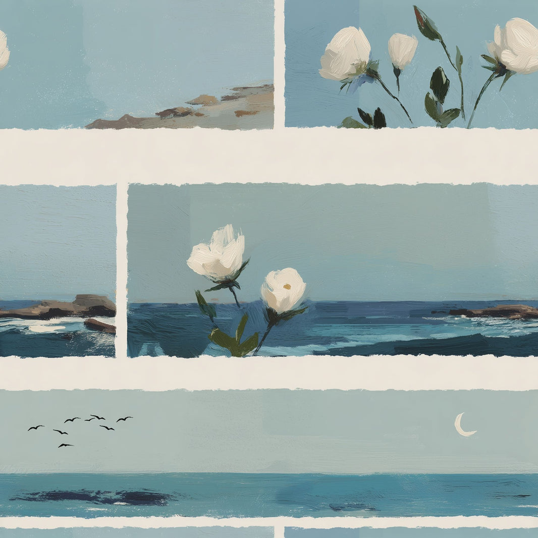 Coastal Landscape Wallpaper Ocean Calm Serene Removable Wall Decor pattern artwork