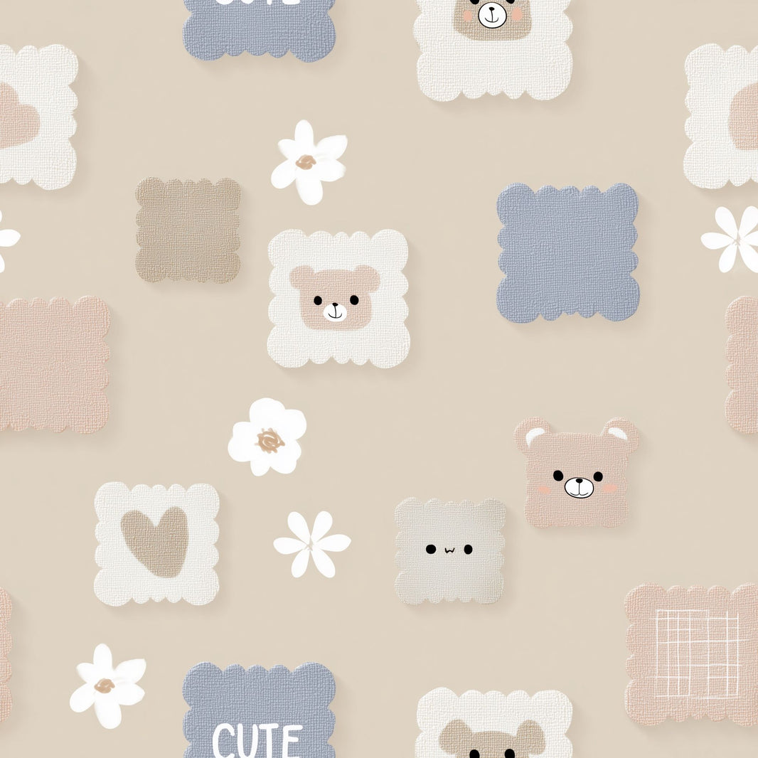 Teddy Bear Wallpaper Nursery Pastel Decorative Mural pattern artwork