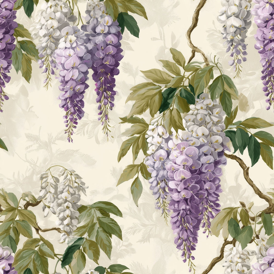 Wisteria Wallpaper Botanical Floral Cascading Blossoms Removable Wall Decor pattern artwork