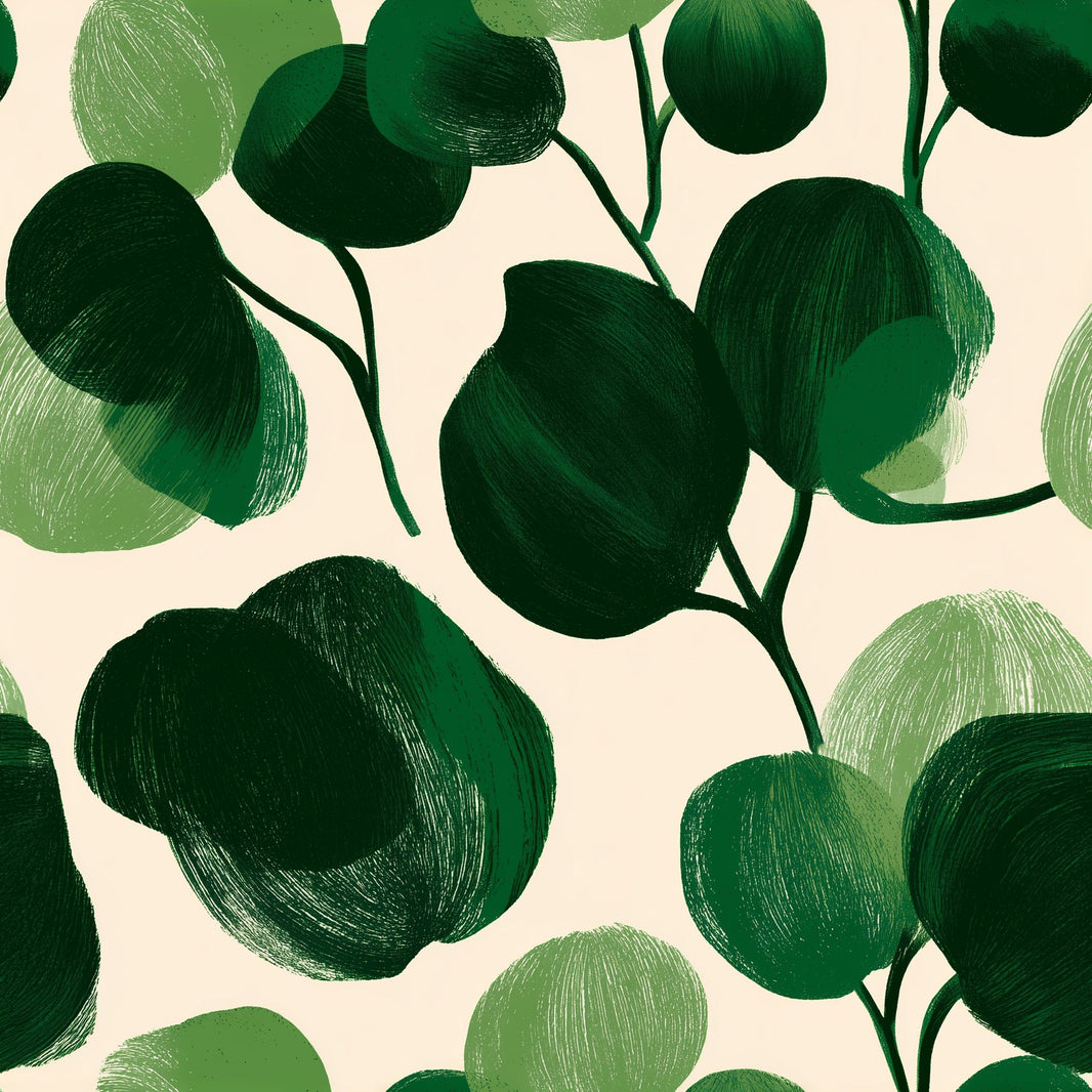 Botanical Wallpaper Green Leaves Eucalyptus Decorative Mural pattern artwork