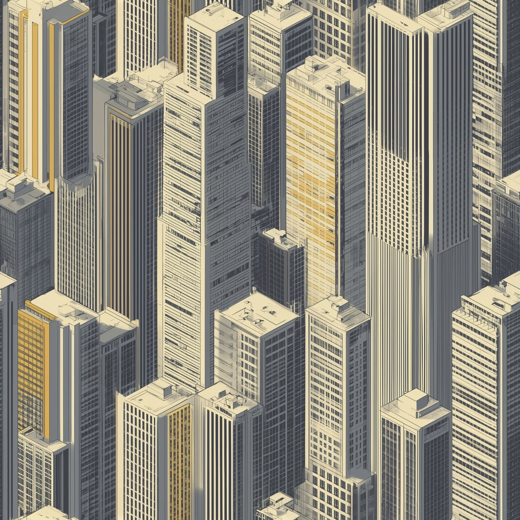Urban Skyline Wallpaper Skyscrapers Cityscape Decorative Mural pattern artwork