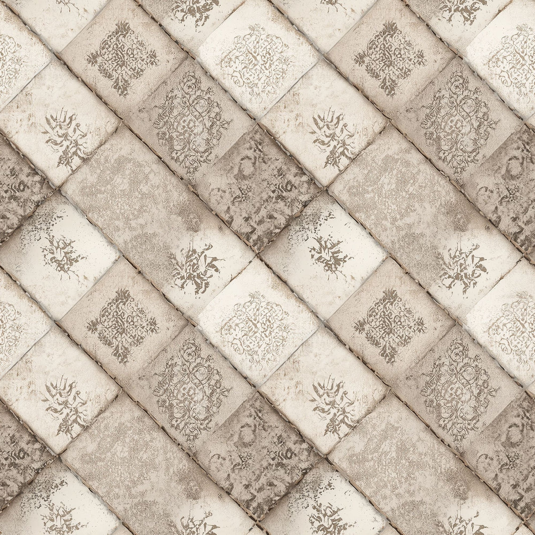 Vintage Tile Wallpaper Diagonal Checker Removable Distressed Wall Double Roll pattern artwork
