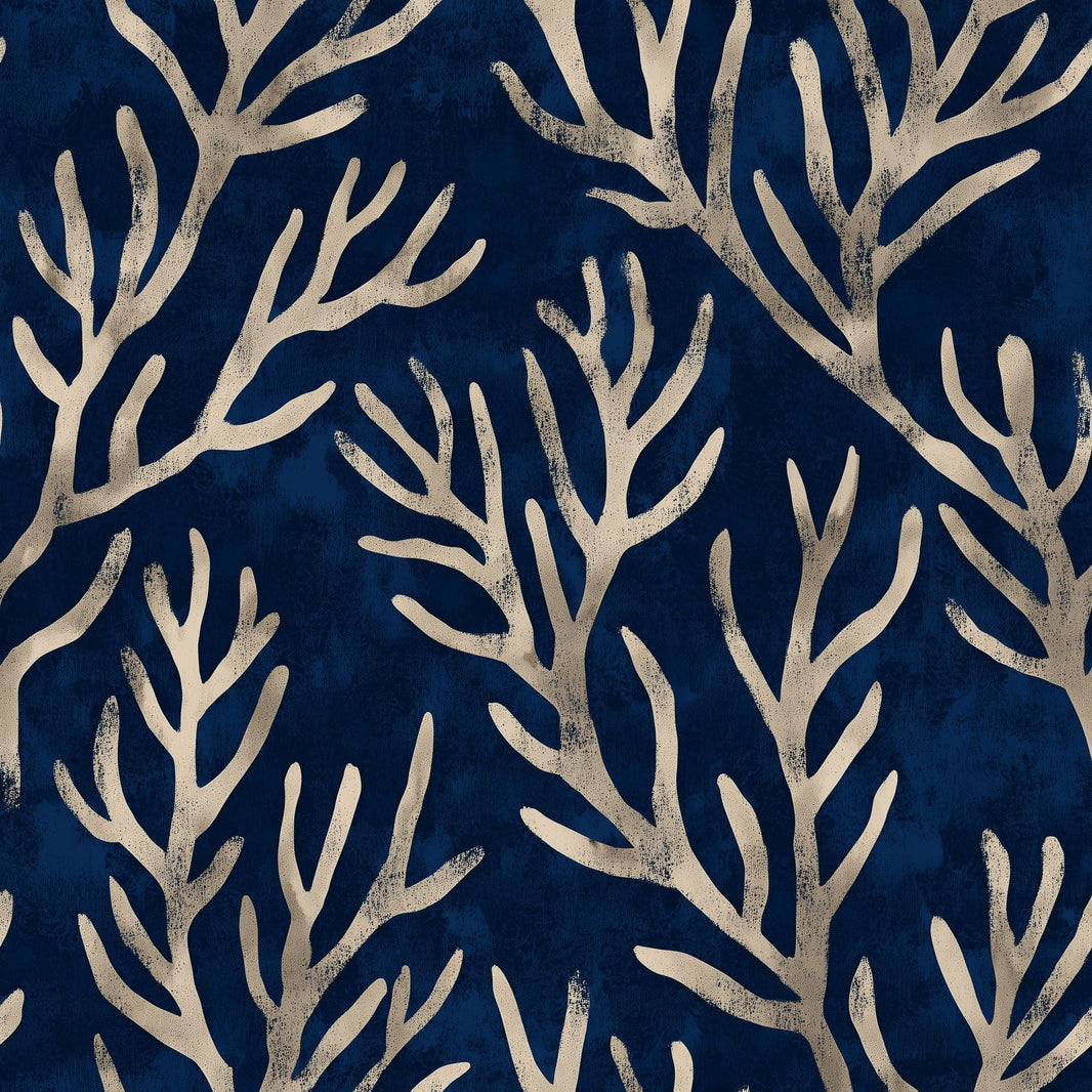 Coral Branches Wallpaper Dark Navy Coastal Removable Wall Decor pattern artwork