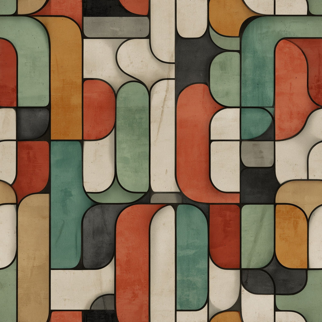 Mid Century Modern Wallpaper Retro Geometric Decorative Mural pattern artwork