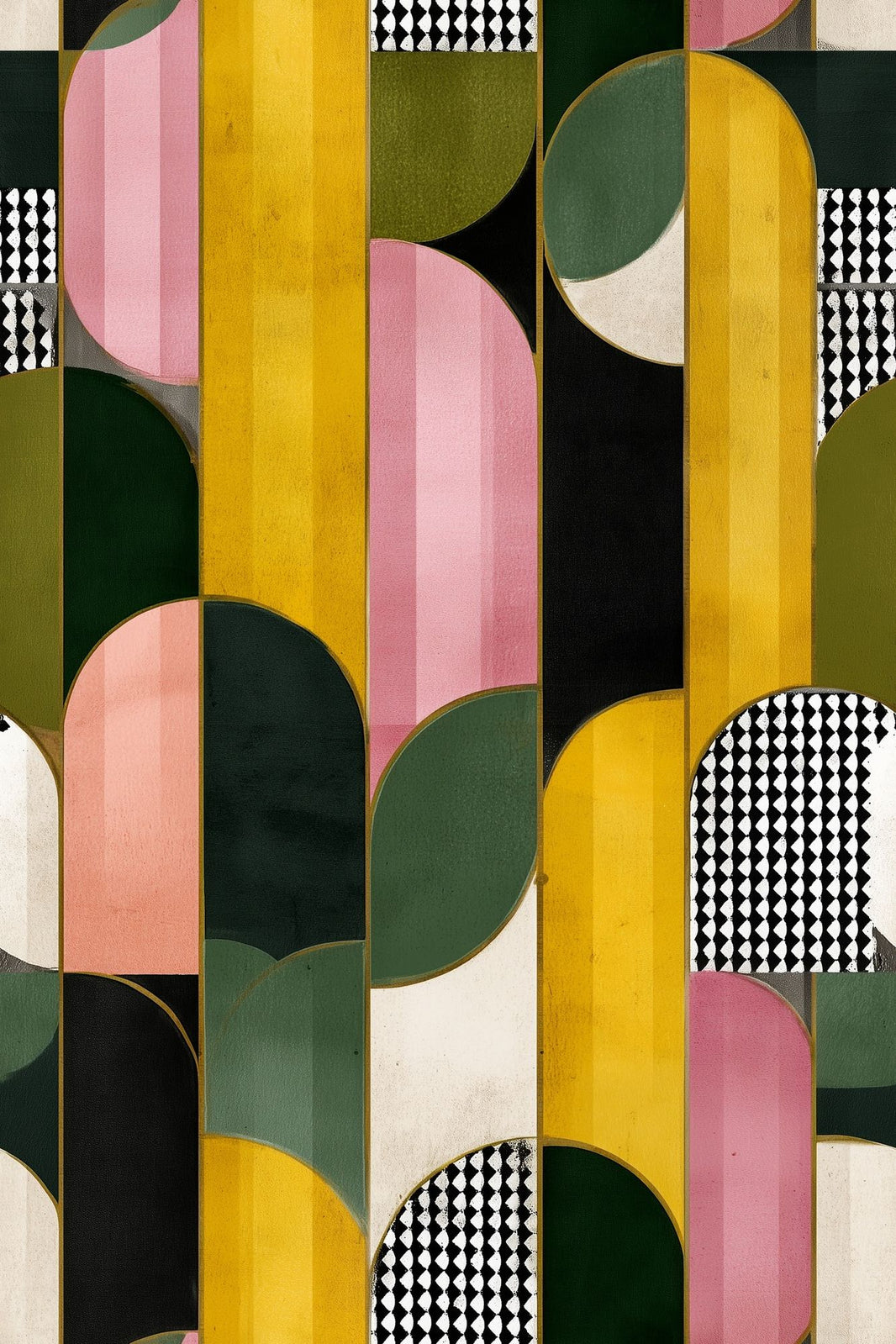Mid-Century Modern Wallpaper Art Deco Arches Mid-Century Modern Decorative Mural pattern artwork