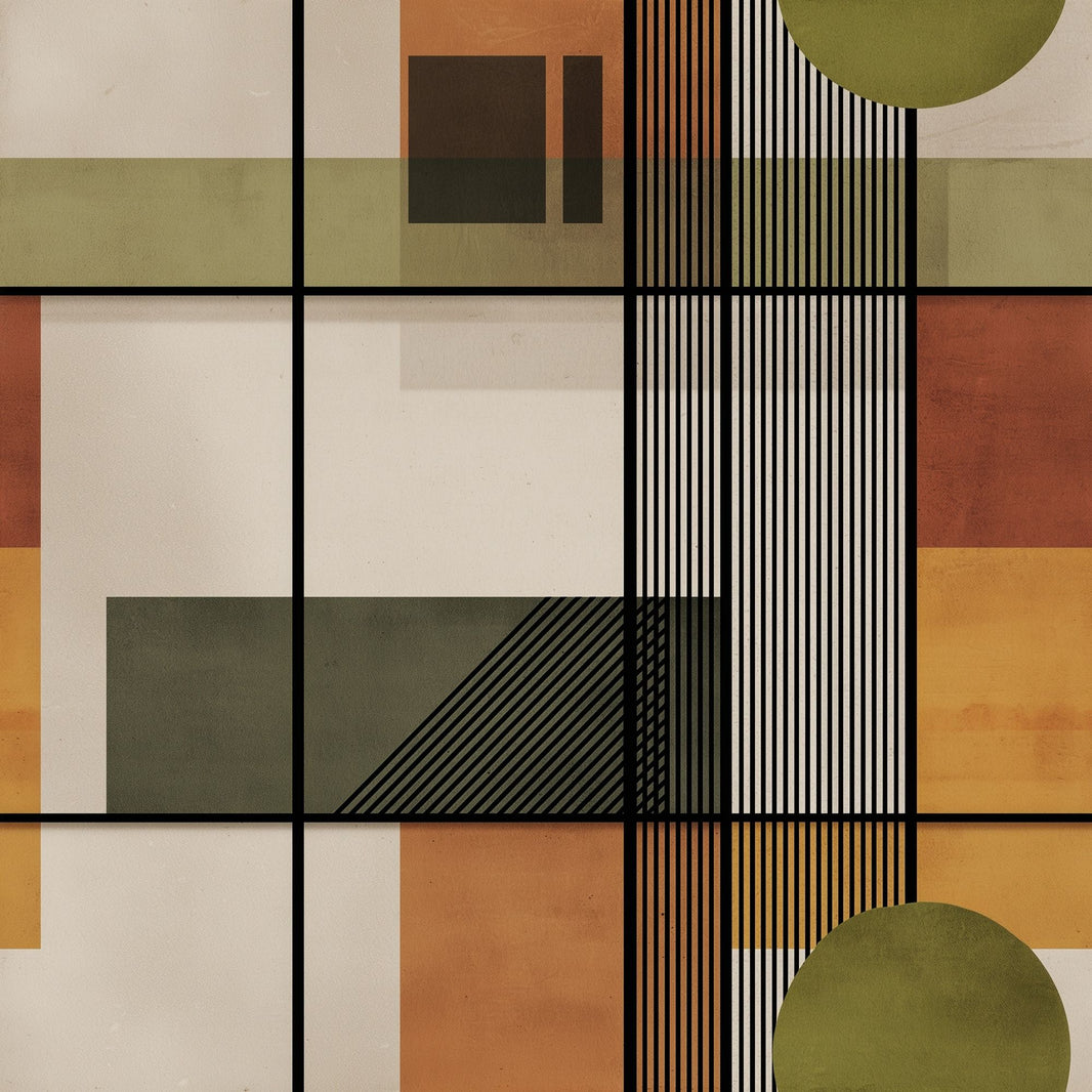 Mid Century Modern Wallpaper Geometric Abstract Decorative Mural pattern artwork