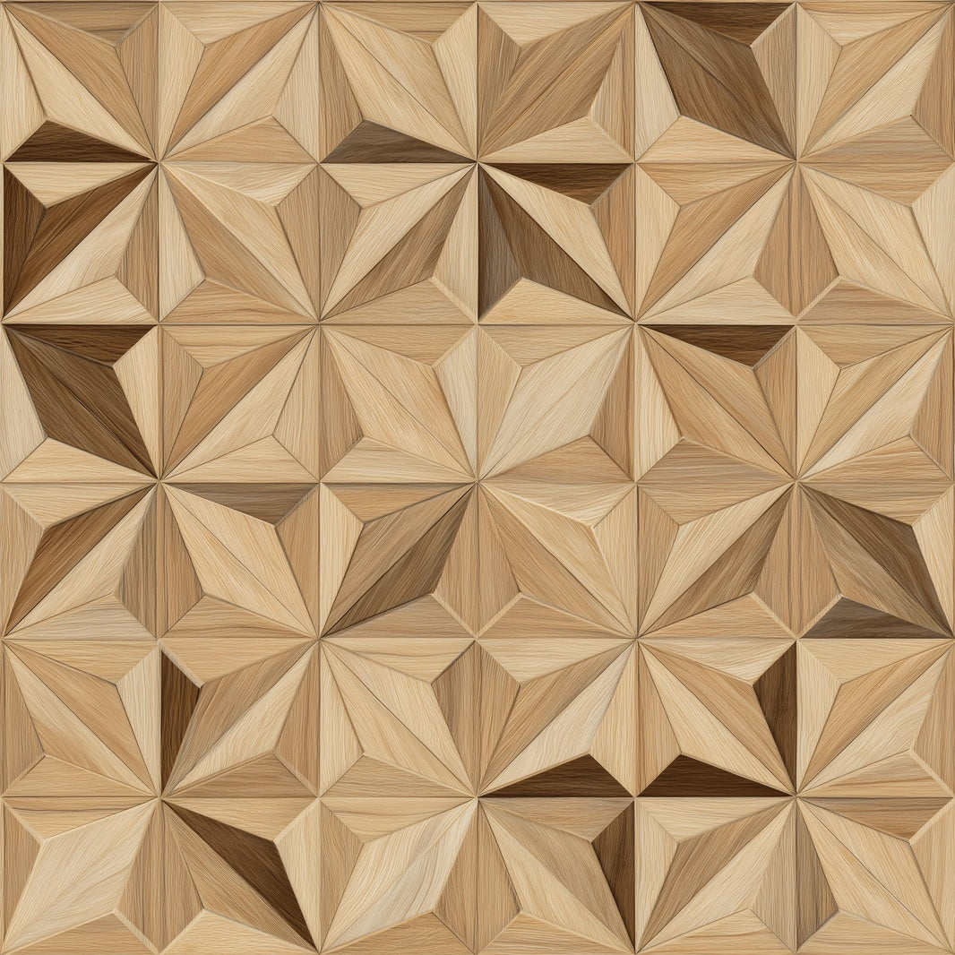 3D Faceted Wallpaper Wood Grain Starburst Decorative Mural pattern artwork