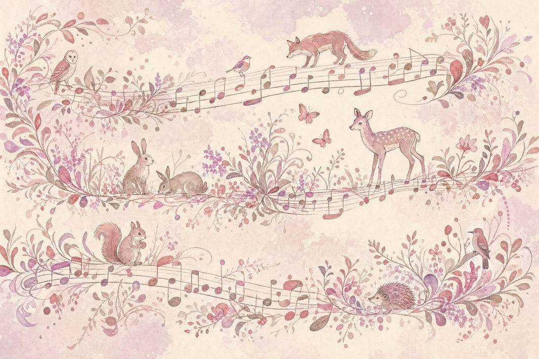 Woodland Animals Wallpaper Watercolor Whimsical Wall Mural pattern artwork