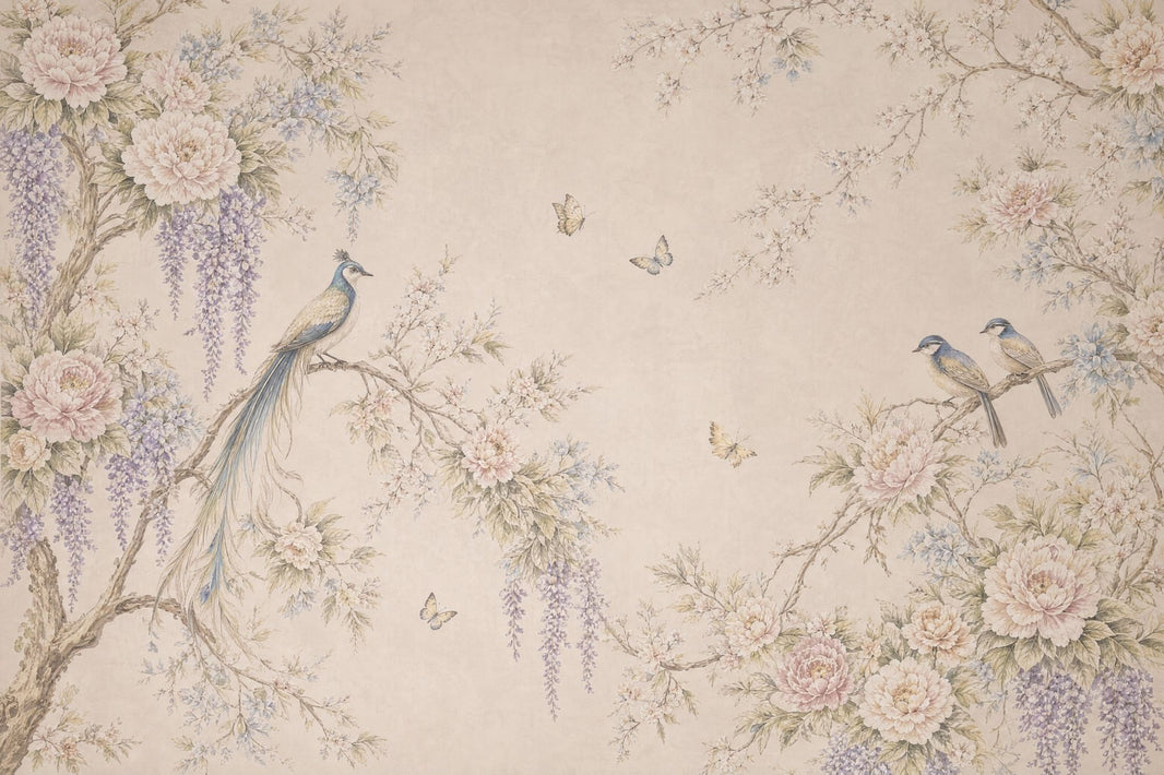 Muted Green Wallpaper Vintage Floral Botanical Removable Wall Decor pattern artwork