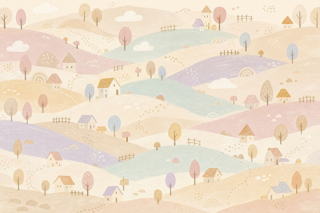 Watercolor Texture Wallpaper Pastel Landscape Fairy Tale Wall Mural pattern artwork
