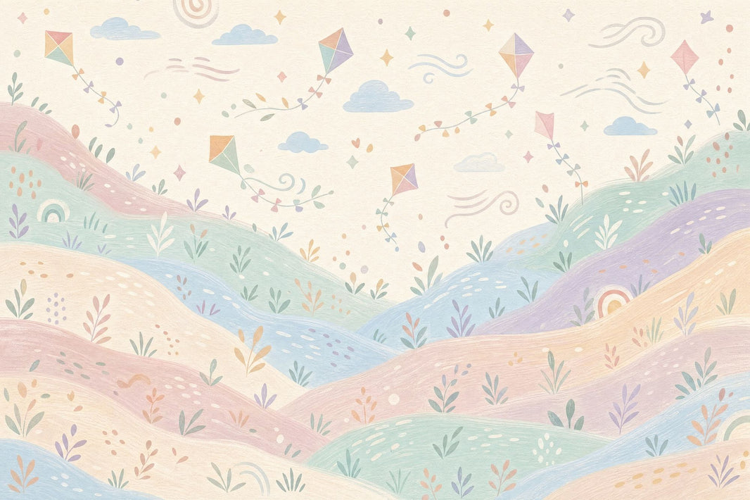 Pastel Landscape Wallpaper Watercolor Hills Whimsical Nursery Removable Wall Decor pattern artwork