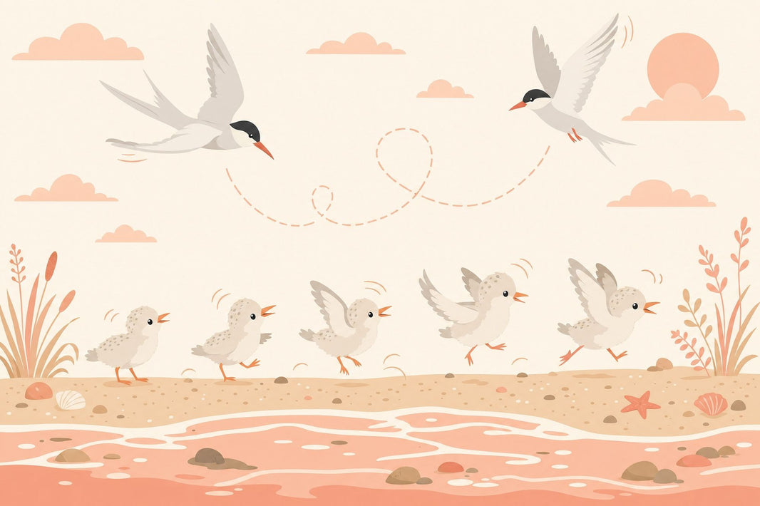 Seaside Birds Wallpaper Soft Nursery Beach Scene Wall Mural pattern artwork