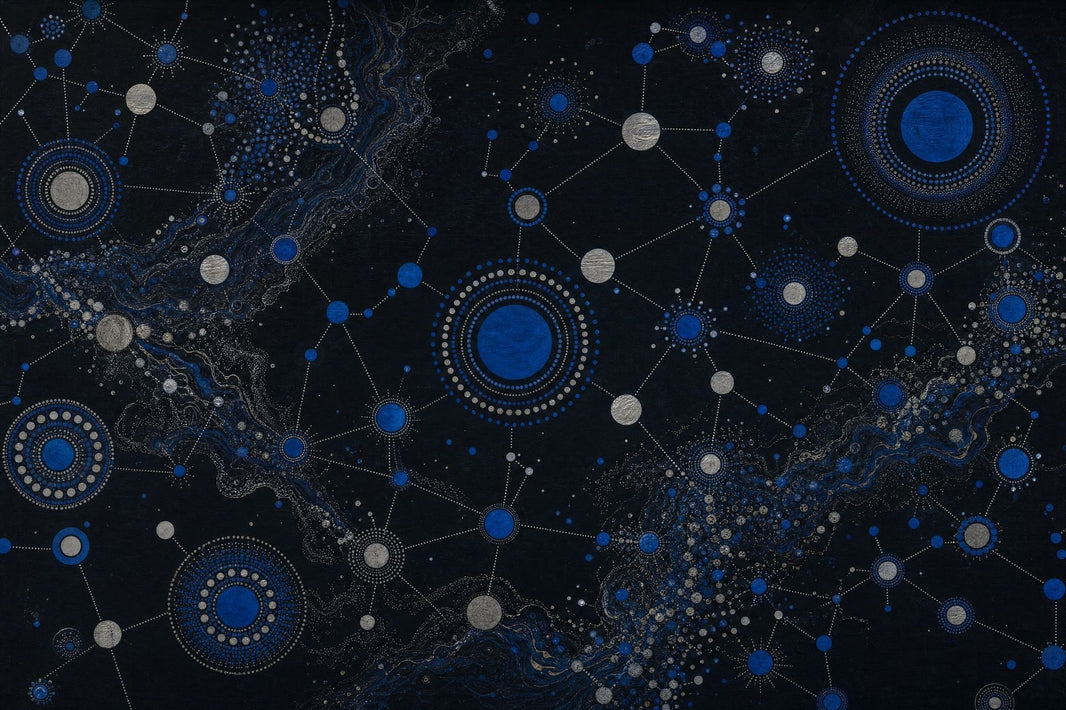 Celestial Constellation Wallpaper Dark Blue Network Wall Mural pattern artwork