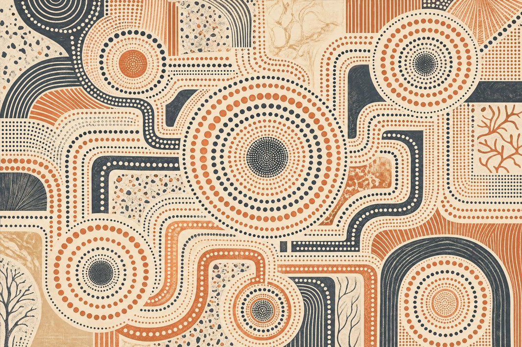 Abstract Dot Pattern Wallpaper Terracotta Circles Wall Mural pattern artwork