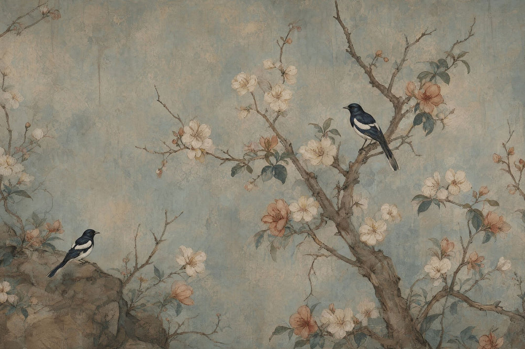 Chinoiserie Wallpaper Floral Birds Wall Mural pattern artwork