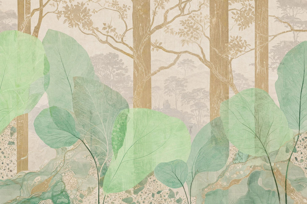 Watercolor Texture Wallpaper Scenic Landscape Botanical Wall Mural pattern artwork