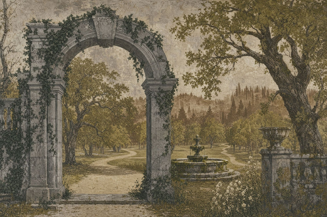 Vintage Garden Wallpaper Stone Archway Ivy Removable Wall Decor pattern artwork