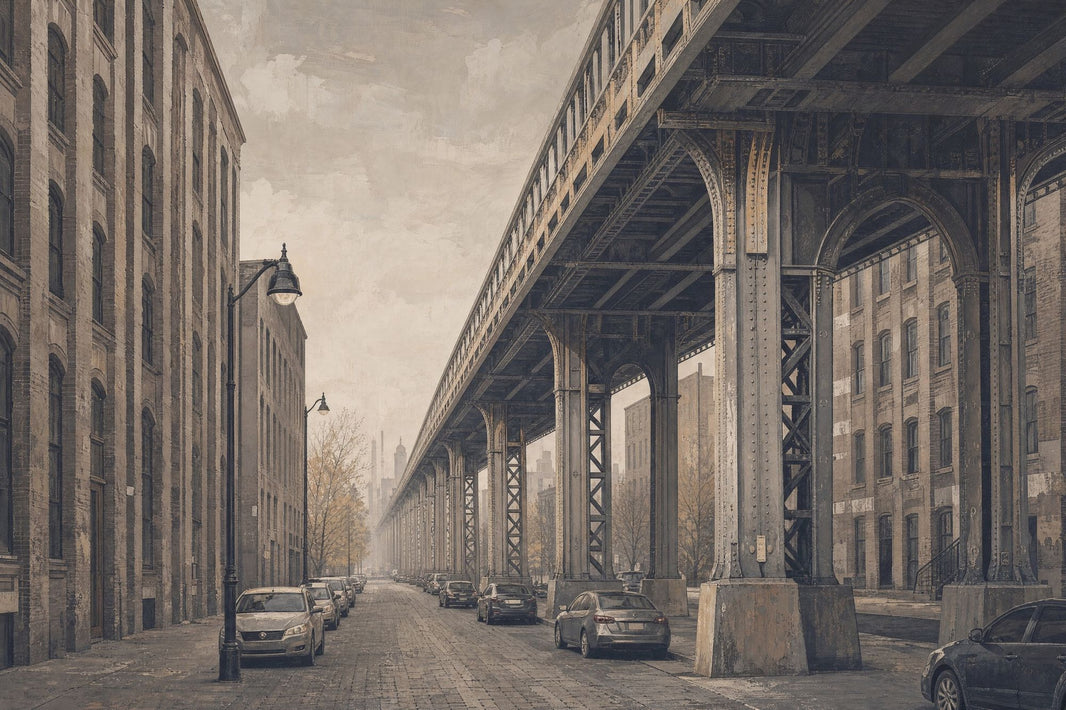 Elevated Railway Wallpaper Urban Landscape Vintage City Removable Wall Decor pattern artwork