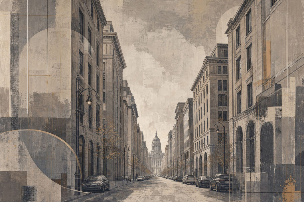 Urban Cityscape Wallpaper Architecture Removable Street Perspective Wall Decor pattern artwork