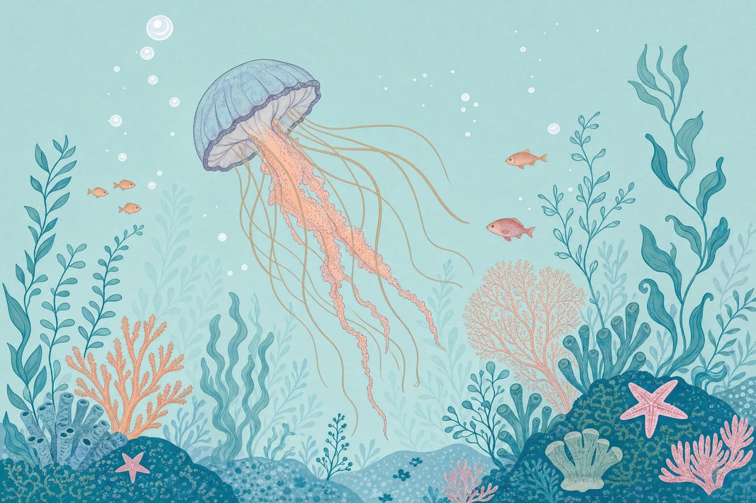 Underwater Wallpaper Jellyfish Removable Ocean Wall Decor pattern artwork
